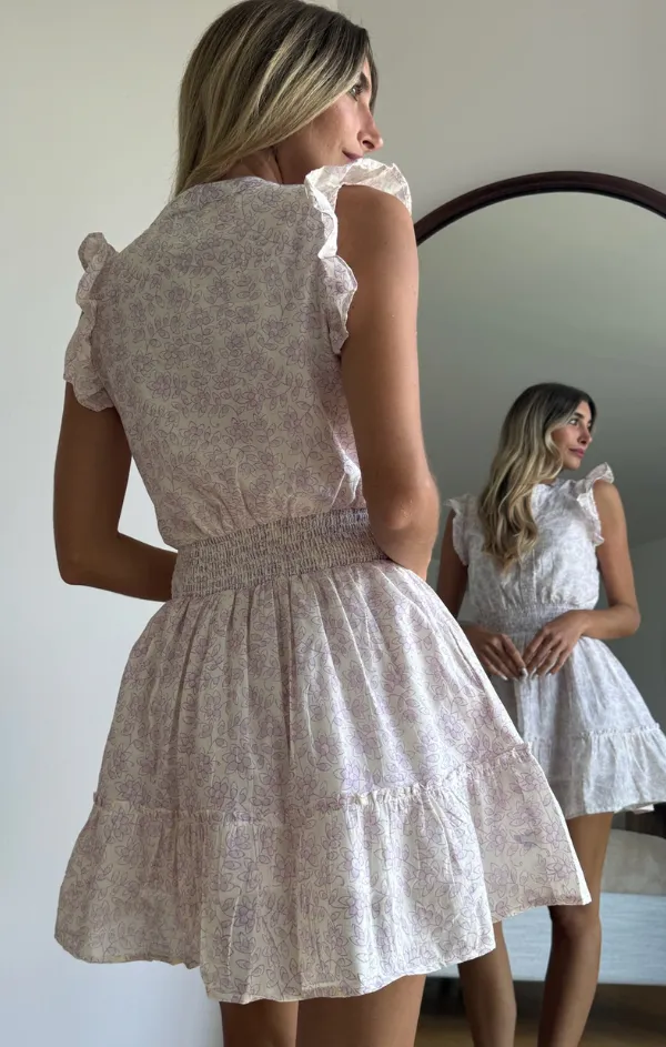 Lilac Blooms Flutter Sleeve Mini Perfect Day-to-Night New Spirit