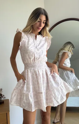 Breeze Flow Lilac Blooms Flutter Sleeve Mini