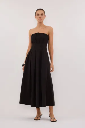 Fashion Look All-Occasion Wear LILLY BLACK COTTON STRAPLESS MIDI DRESS