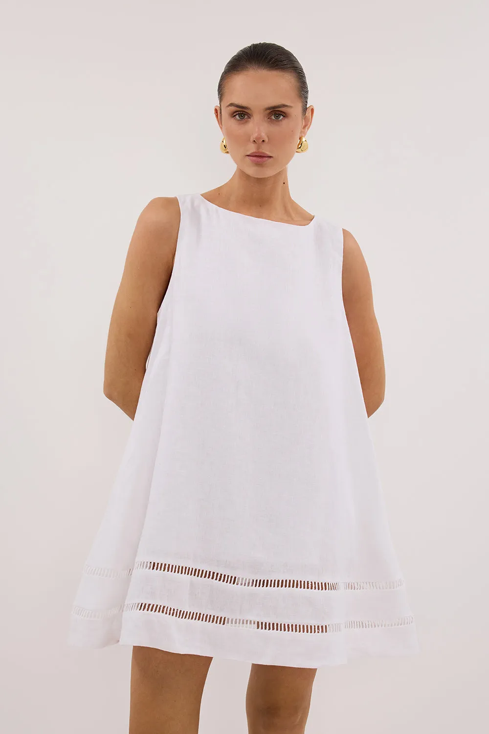 LINDSAY WHITE LINEN MINI DRESS Grace Color