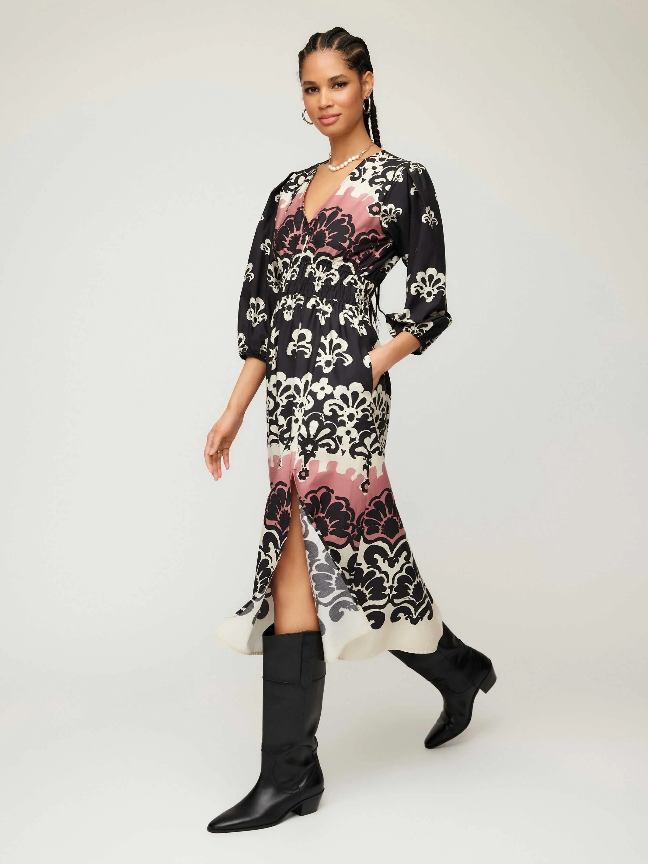 Lizbeth Shirred Waist Dress Smooth Drape Easy Movement