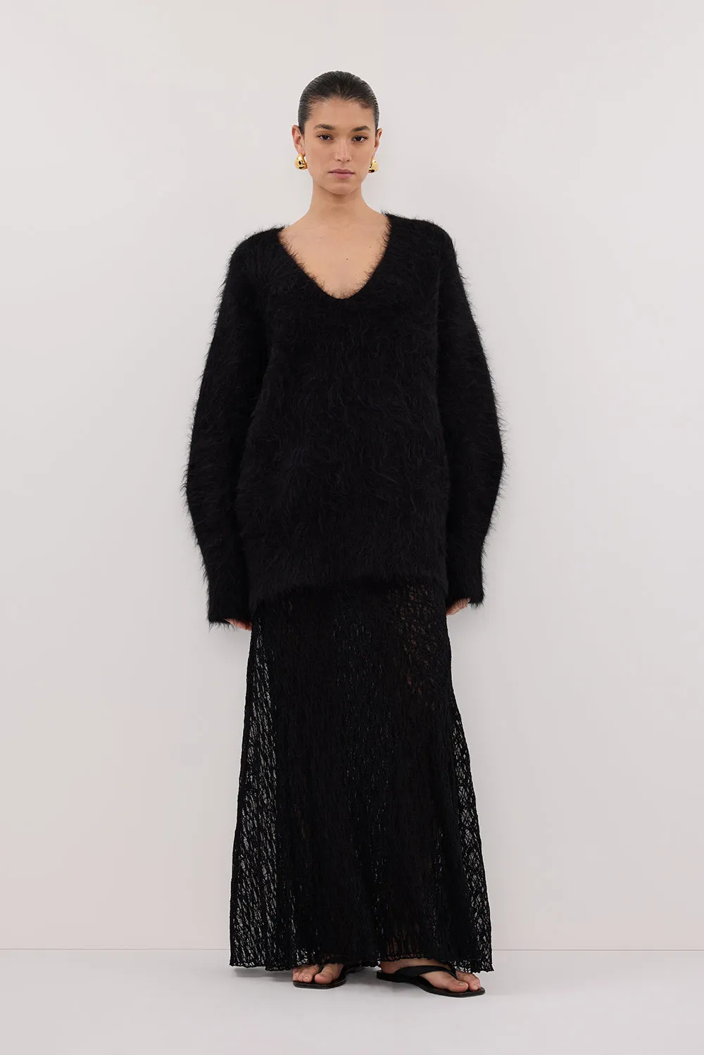 Unisex style Simple Layers LIZZIE BLACK LAYERED LACE SKIRT