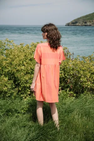 Wardrobe-Staple Lois-Sue Organic Cotton Dress in Coral and Apricot