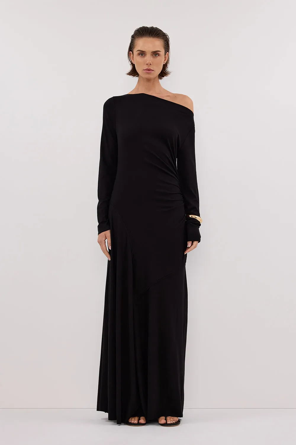 HADLEY BLACK LONG SLEEVE KNIT MAXI DRESS EasyCareMaterial Smooth Vibes