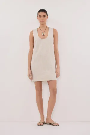 LOTUS NATURAL LINEN MINI DRESS Gemstone-Detail