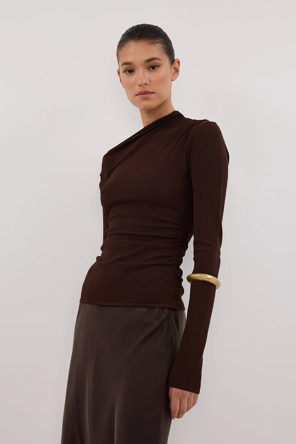 MoistureWicking Technology ARIEL CHOC LONG SLEEVE KNIT TOP