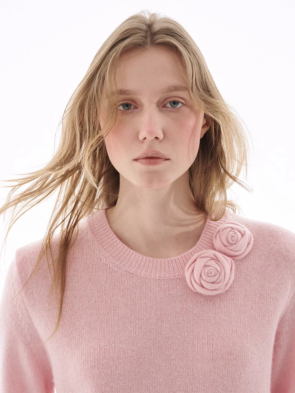 CASHMERE CREW NECK ROSE_PINK Work Friendly