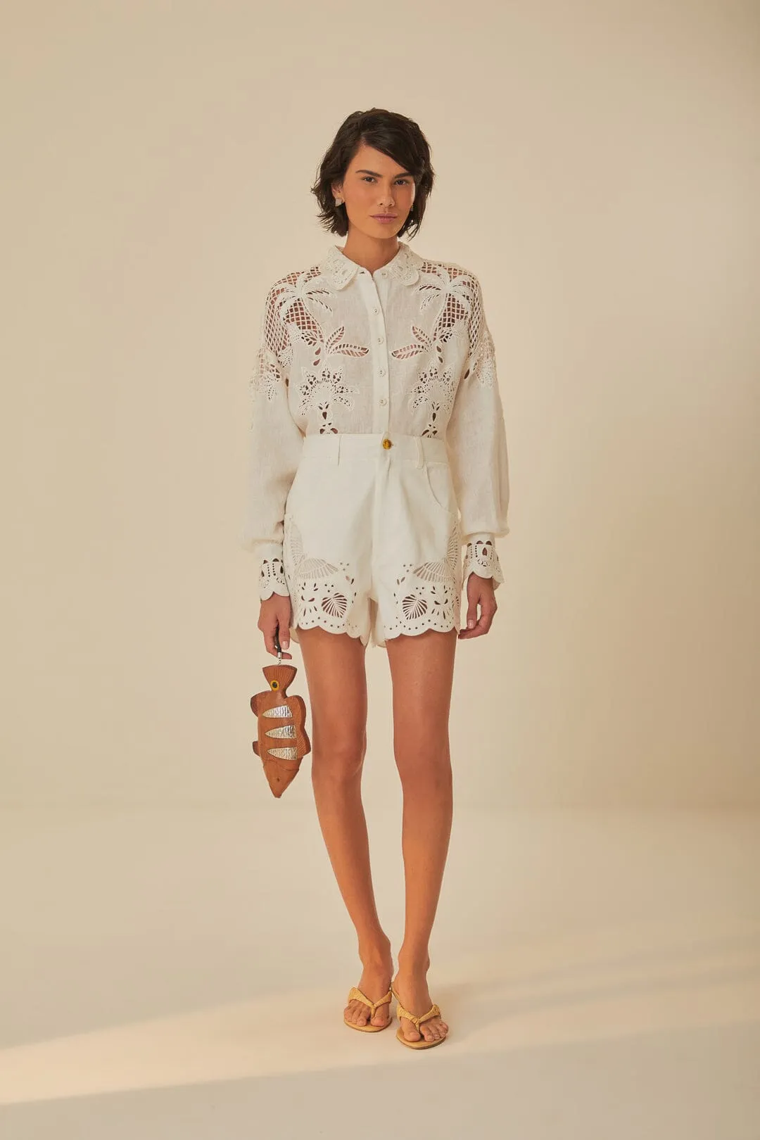 Double Layered Knees Quick Dry Wear Richelieu Embroidered Shorts