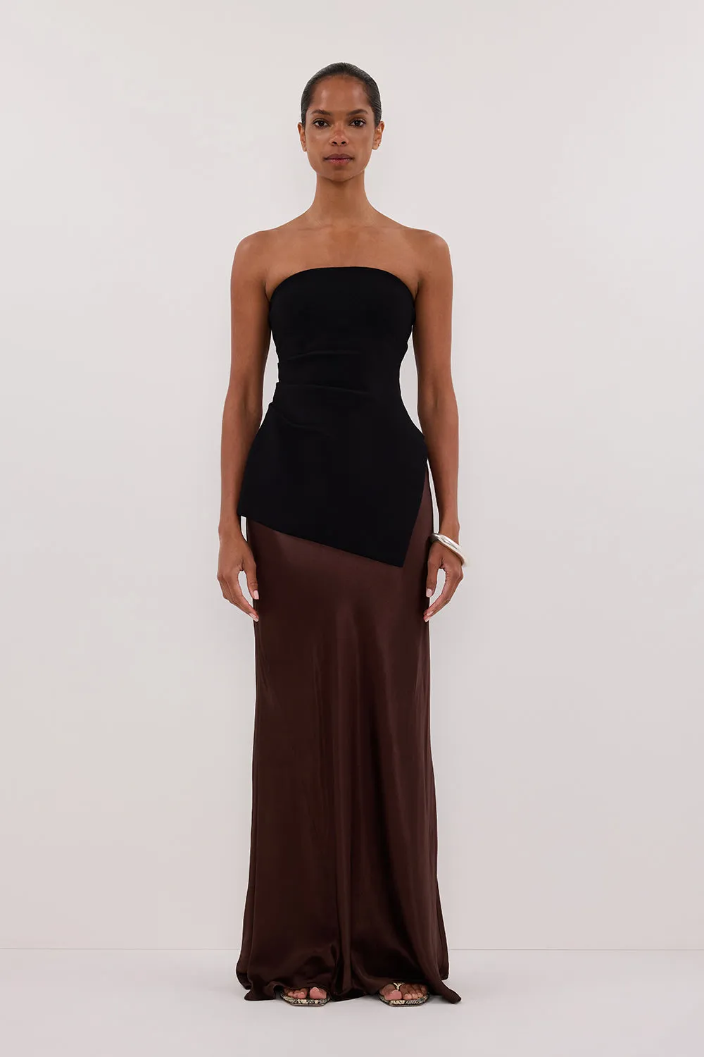 LUKE BLACK LONGLINE BANDEAU TOP Reinforced Hem Breathable Mesh Panels