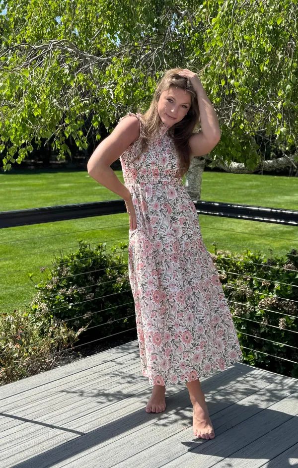 Mira Smocked Floral Dress Spring Garden