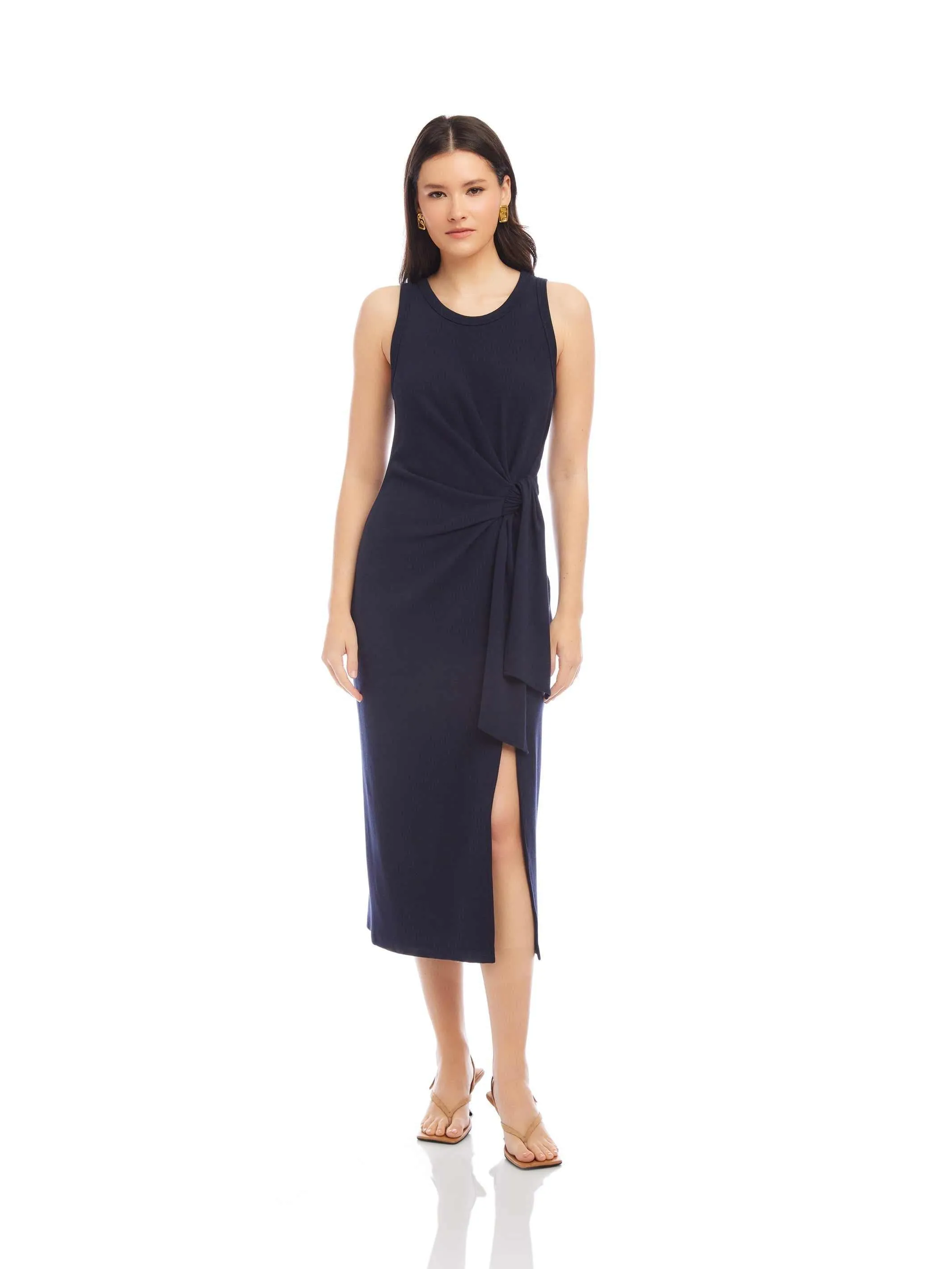Maddie Side-Knot Midi Dress Elegant Motion Work Flex