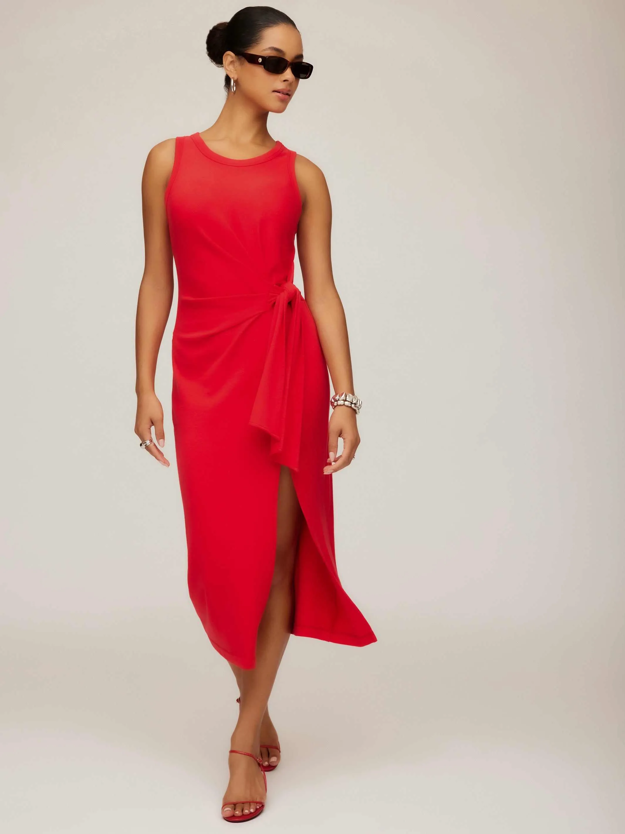 Maddie Side-Knot Midi Dress Classy Look Grace Vibe