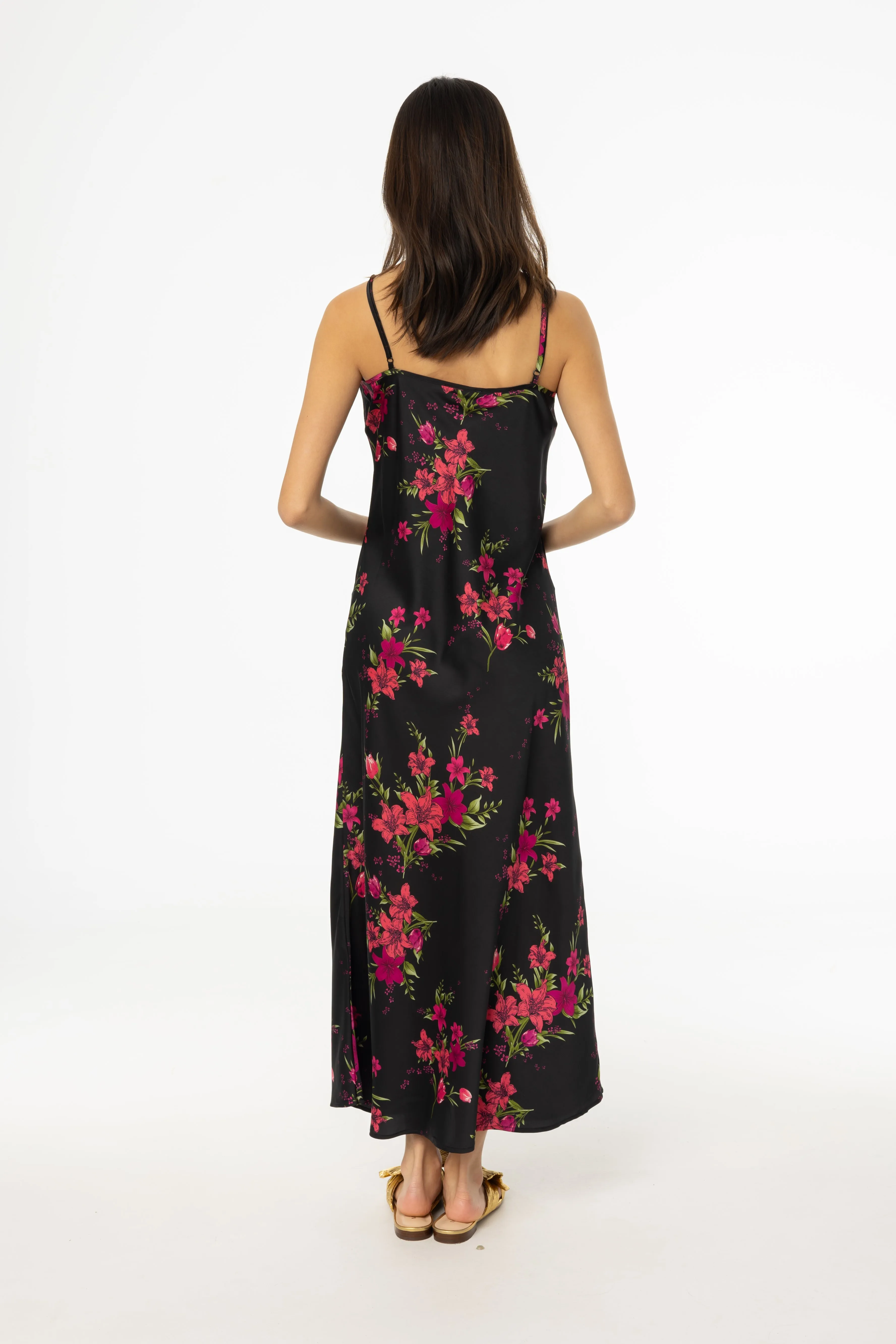 Magenta Floral Printed Slip Dress Stylish party wear