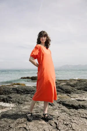 Pure Fabric Flowing Lines Marella Organic Cotton Dress in Coral