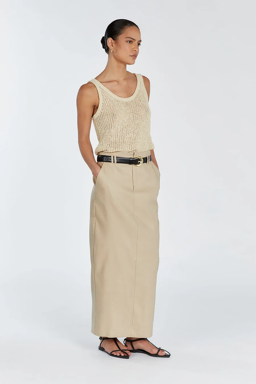 MARGOT WHEAT SCOOP KNIT TANK Pure Shape