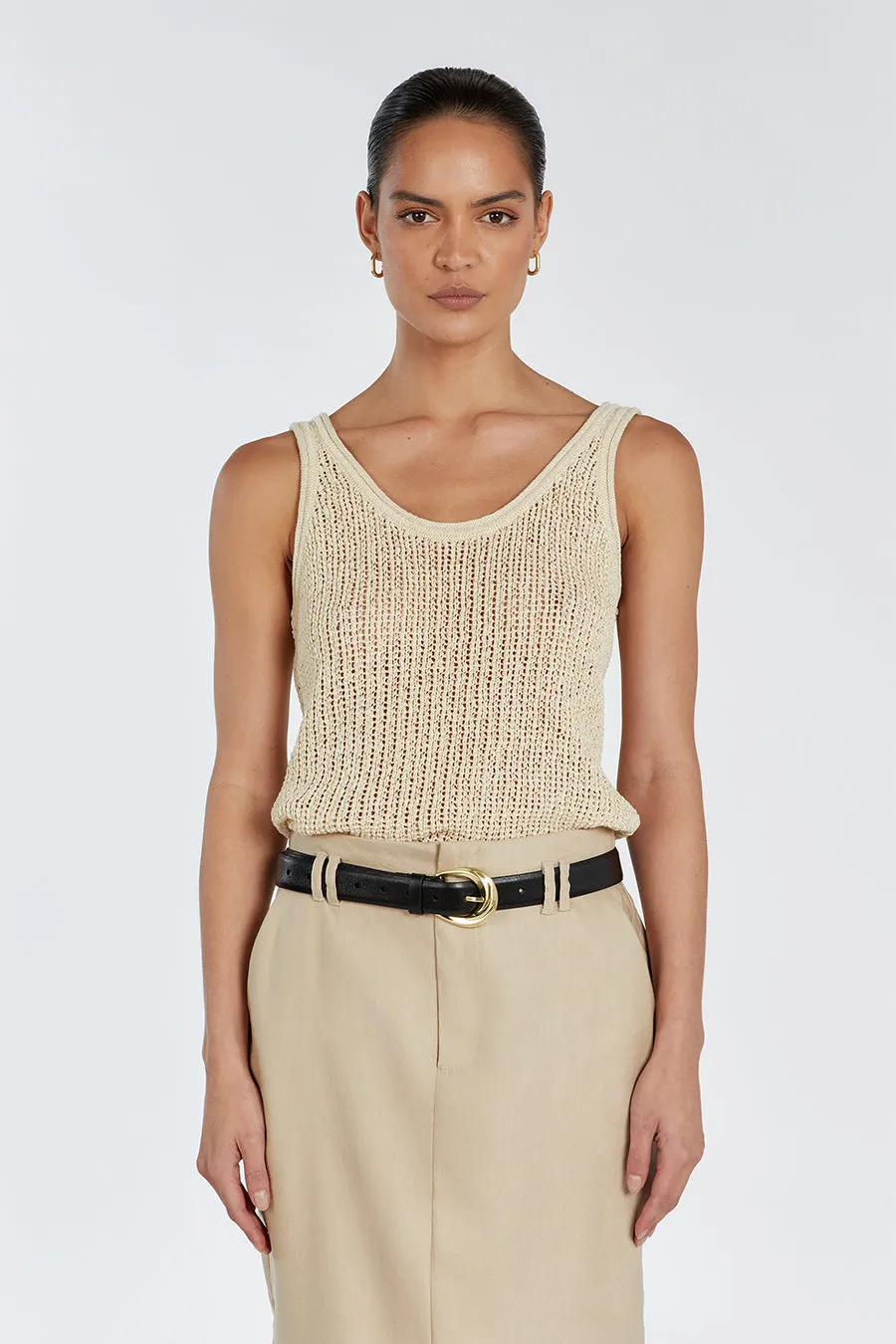 Daily Ready MARGOT WHEAT SCOOP KNIT TANK