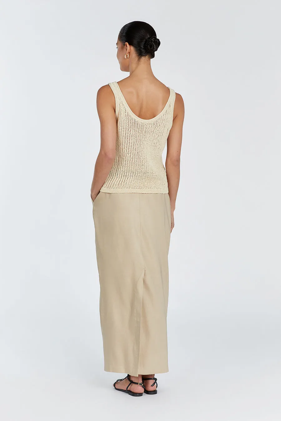 Waffle Knit Texture MARGOT WHEAT SCOOP KNIT TANK