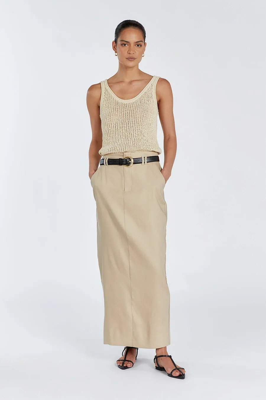 Smart Layer Calm Tones MARGOT WHEAT SCOOP KNIT TANK