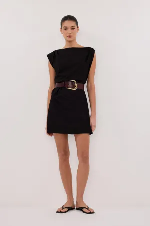 MARMO BLACK DRAPED MINI DRESS Light Fabrication