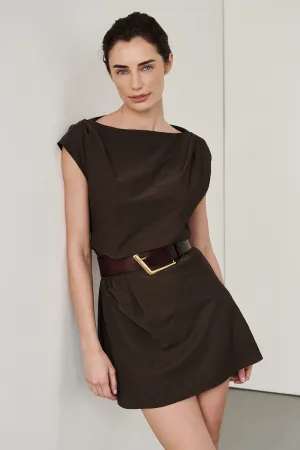 MARMO CHOCOLATE DRAPED MINI DRESS Cool Form