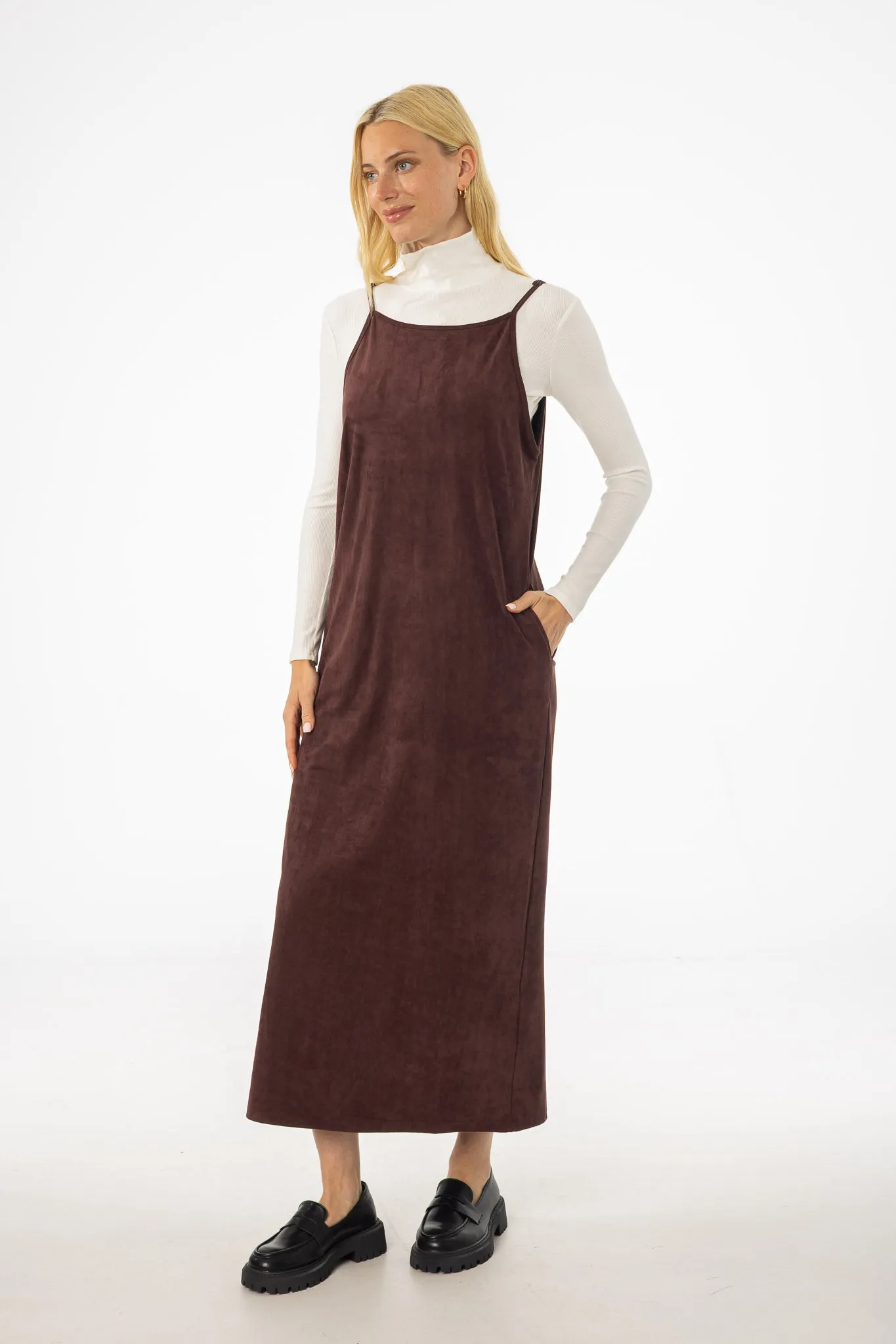 Shine Dressy Maroon Microsuede Maxi Jumper