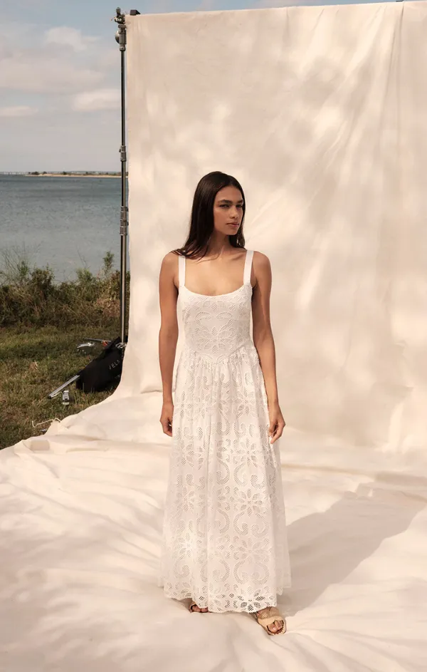 Elegant Finish Maryl Eyelet Midi Dress