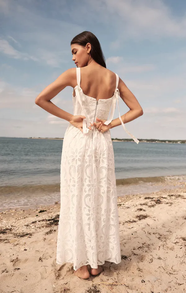 Maryl Eyelet Midi Dress Refined Vibe Comfort Stretch