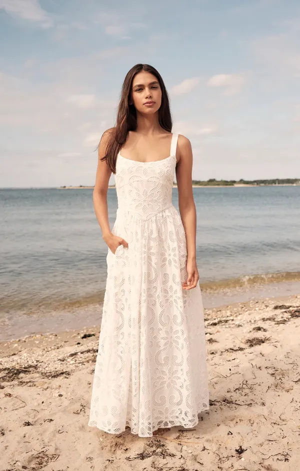 MoistureWickingTechnology FoldablePackaging Maryl Eyelet Midi Dress