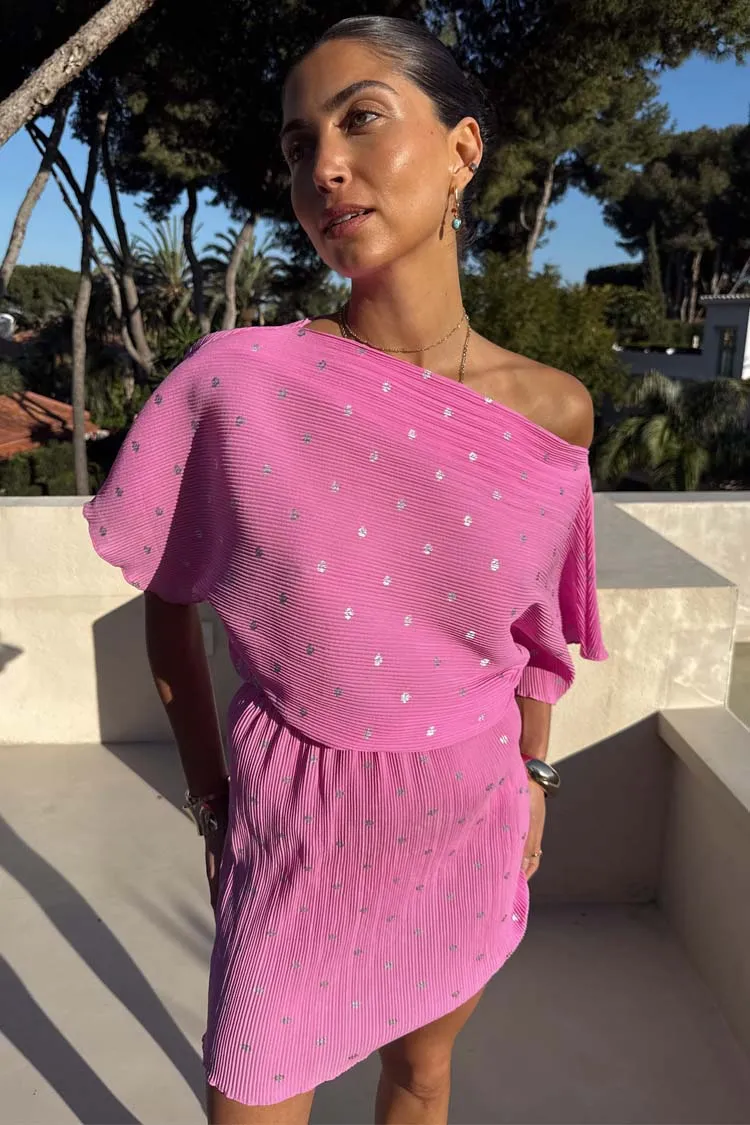 Detachable-Detail Petal Pink Mini Tilly Dress