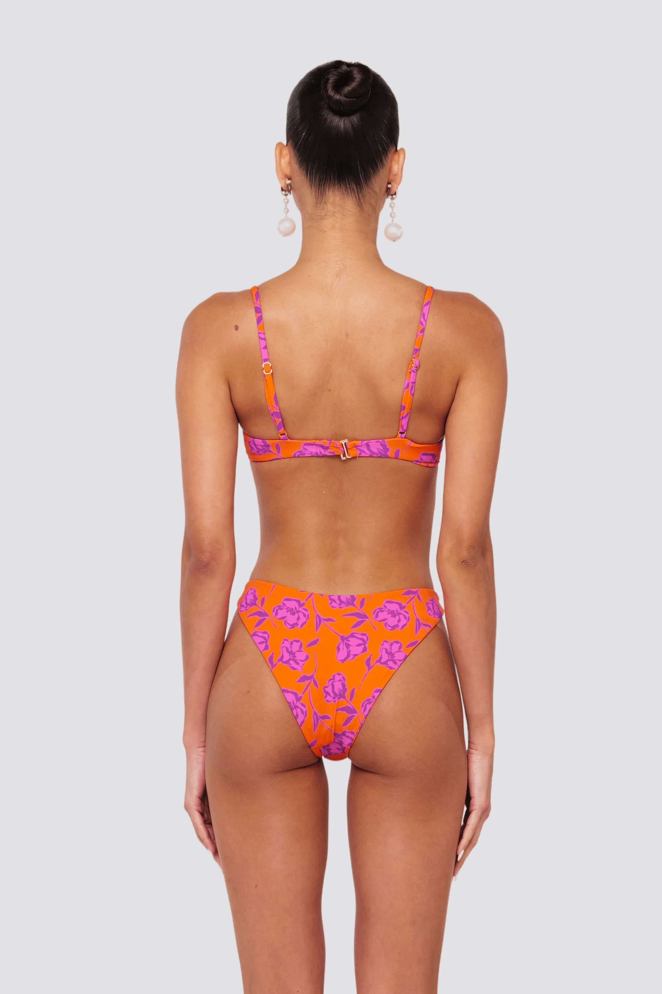 Matty Bikini Top in Mandarin Full Coverage Design