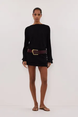 Lightweight-Lining Flexible Cut MAX BLACK KNIT MINI DRESS