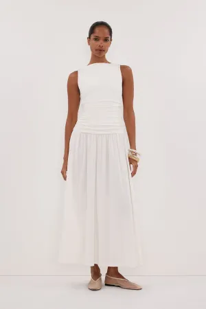 MEG OFF WHITE SLEEVELESS KNIT MIDI DRESS Flattering Look Wear Interchangeable-Detail