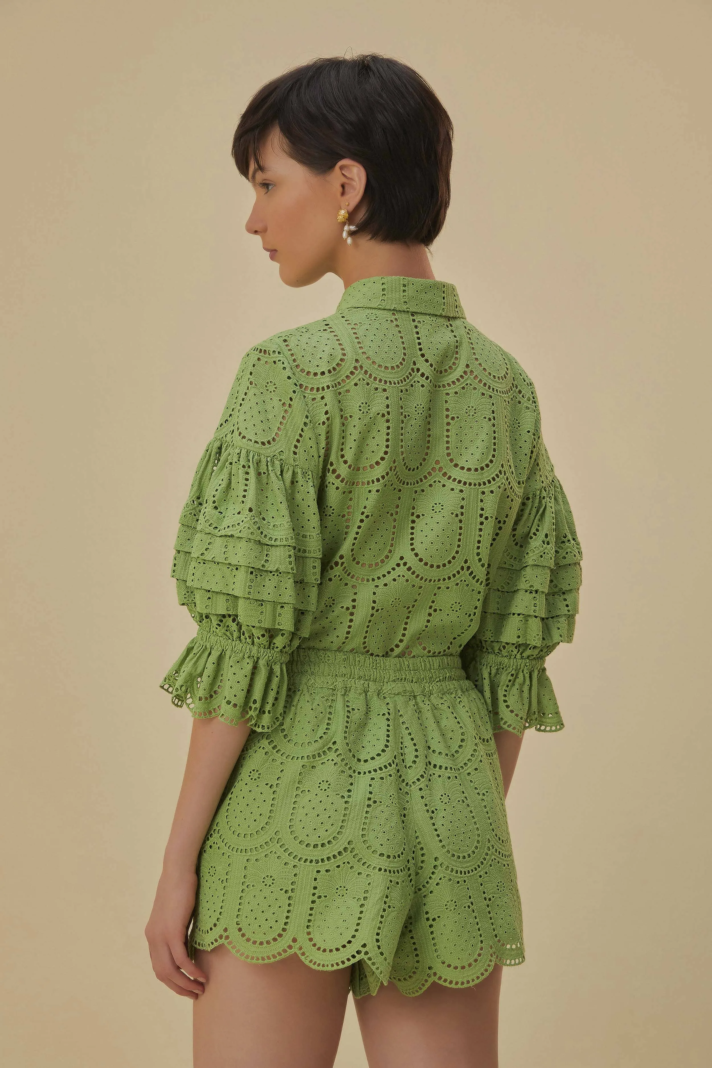 Green Pineapple Eyelet Shorts Smart Casual sports event