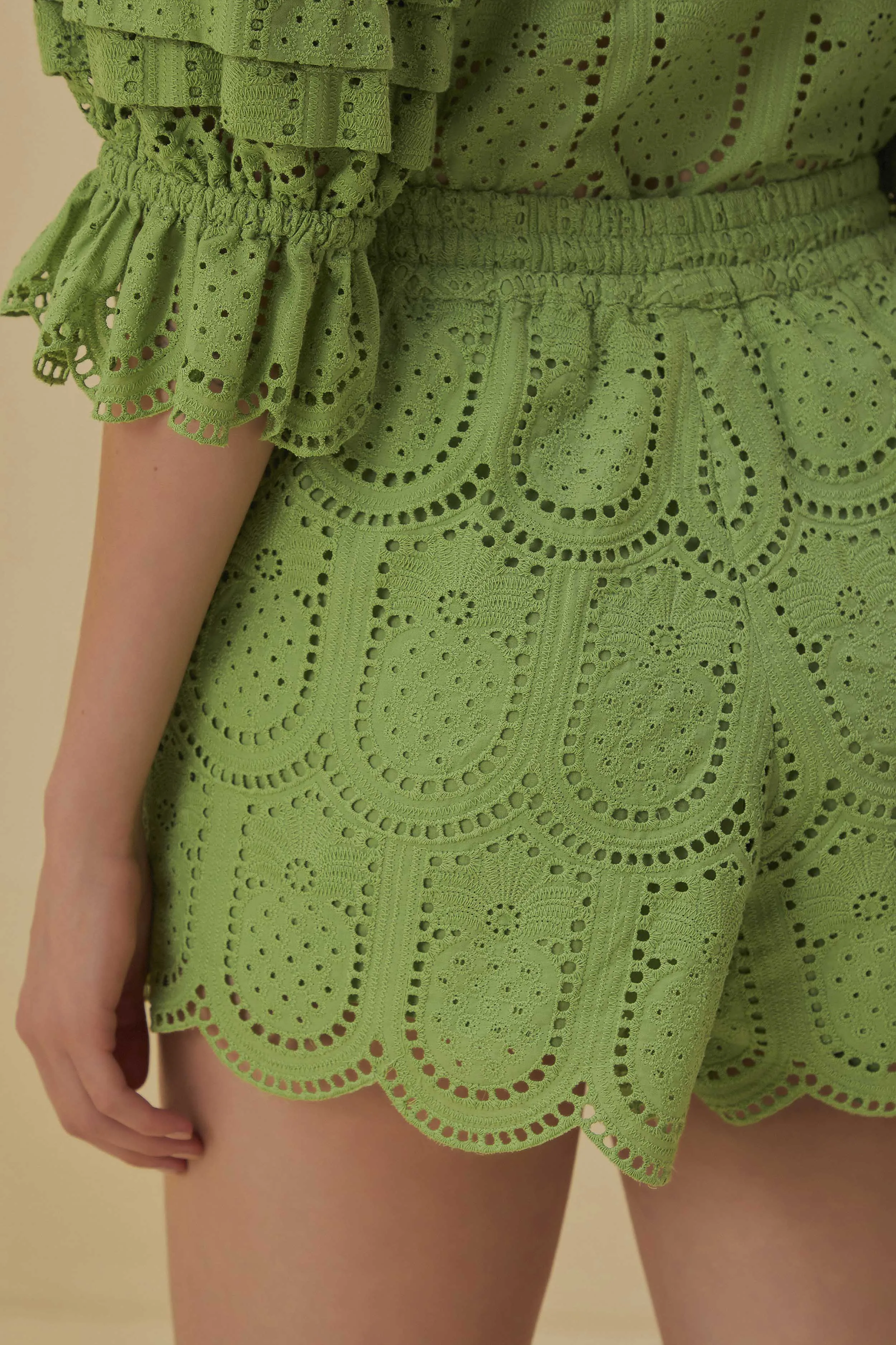 hypoallergenic Green Pineapple Eyelet Shorts