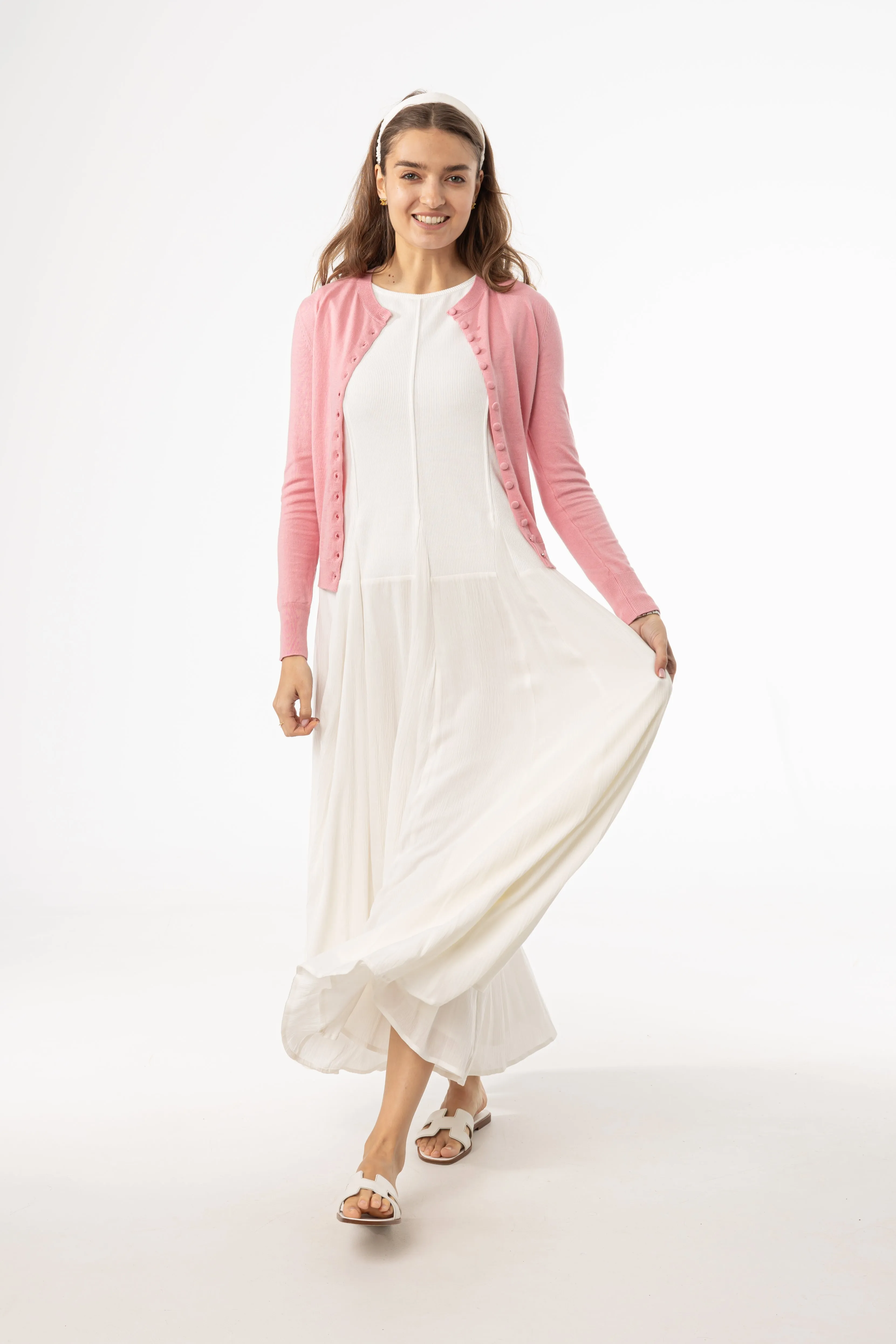 Loose Flow Cream Fabric Combo Jumper
