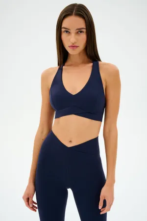 Mia Rigor Bra - Indigo V-Neck Breathable Design