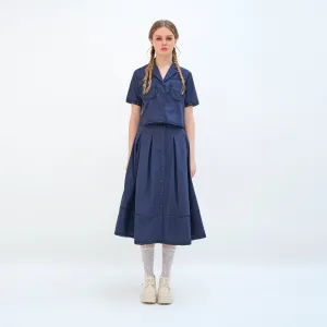 Smart Fit Delicate Texture Midi Cotton Skirt