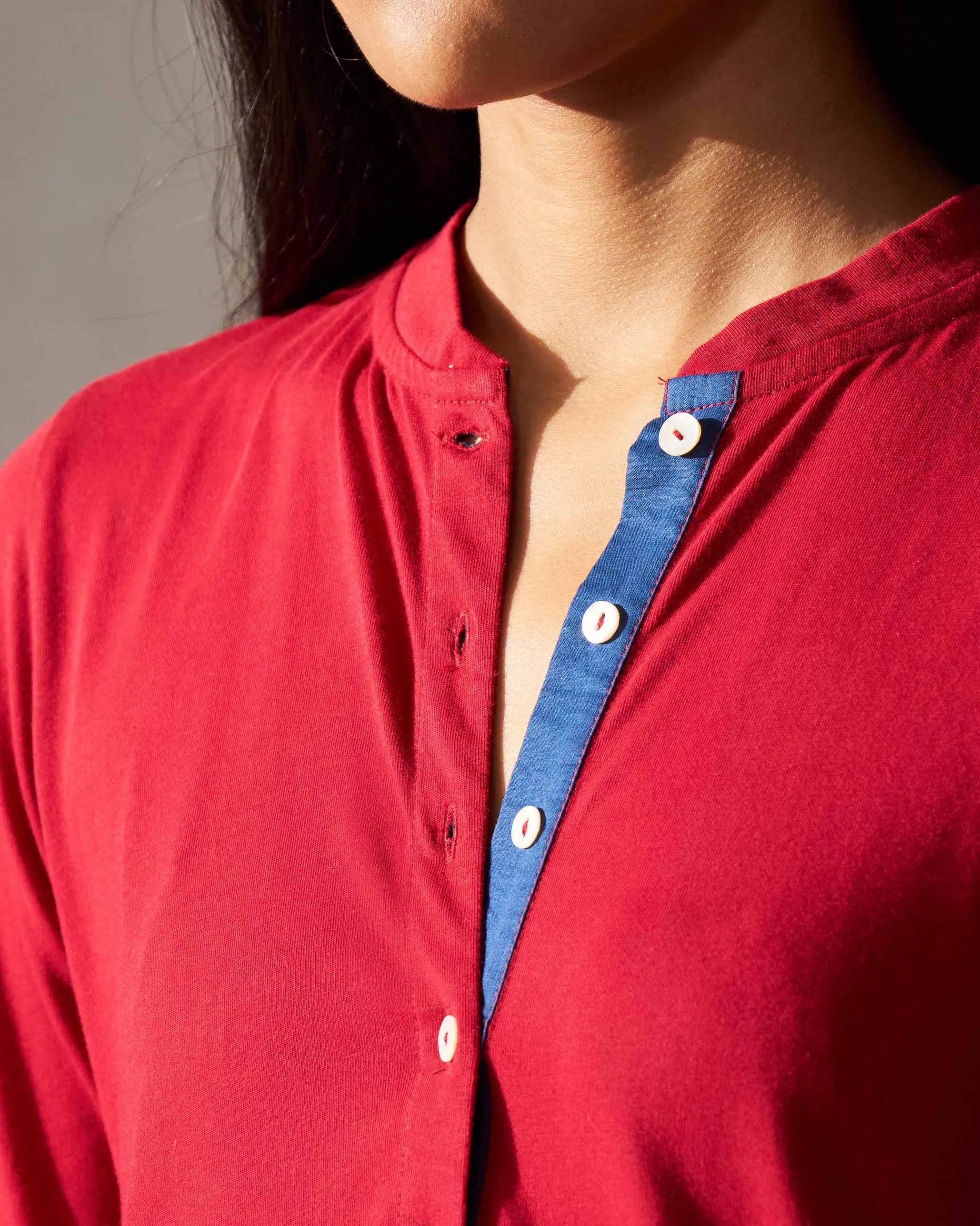 Relaxed and Effortless Midi Jersey Dress - Red