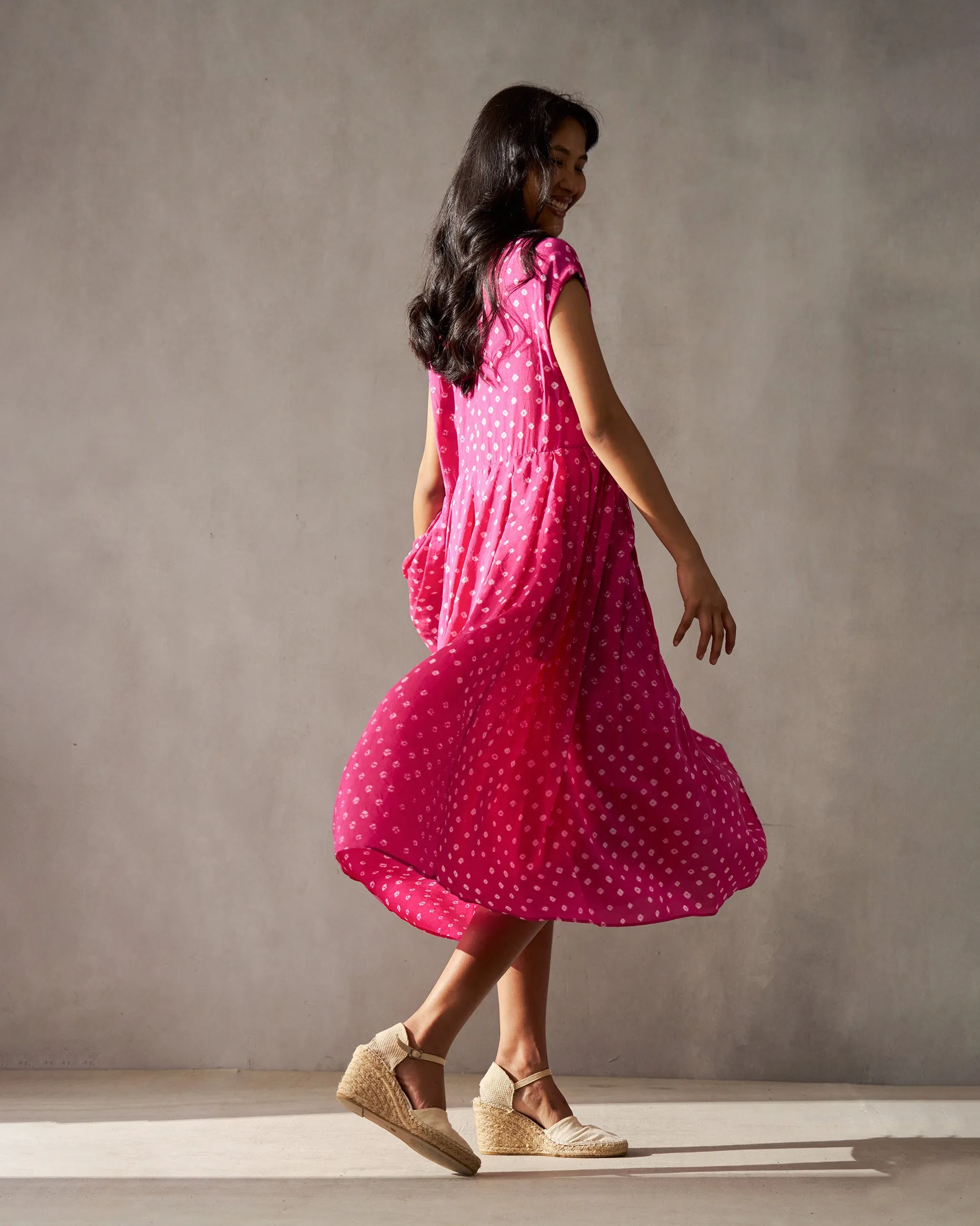 Lounge Cut Polite Color Midsummer Dress - Fuchsia