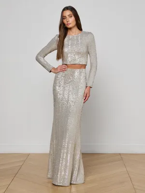 Elegant Look Zeta Sequin Maxi Skirt