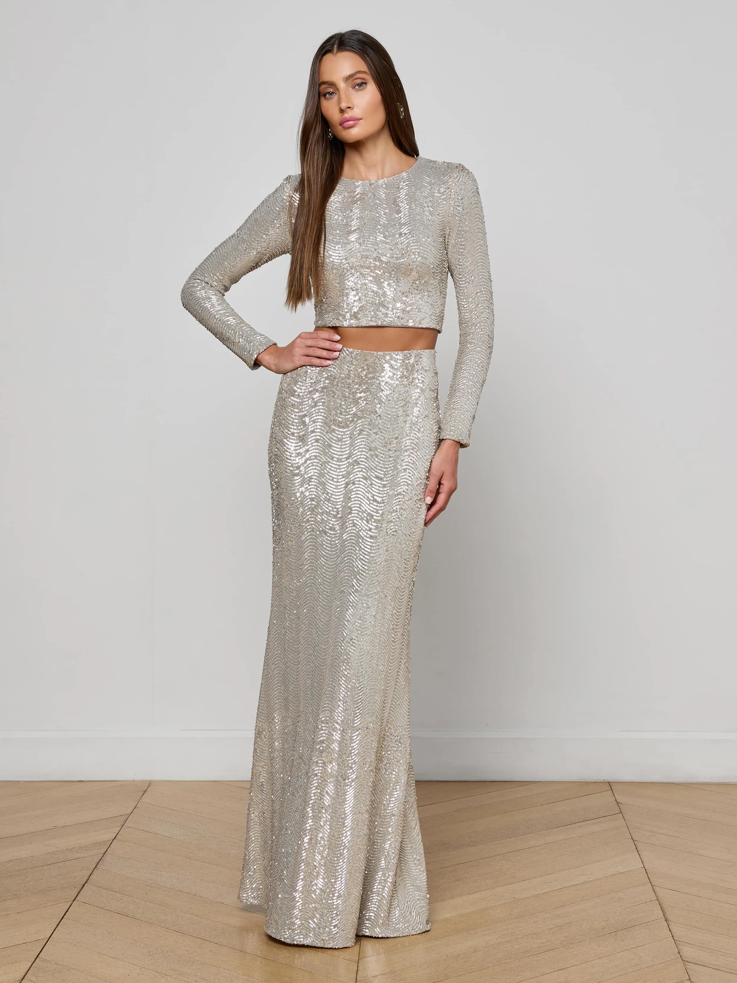 Elegant Look Zeta Sequin Maxi Skirt