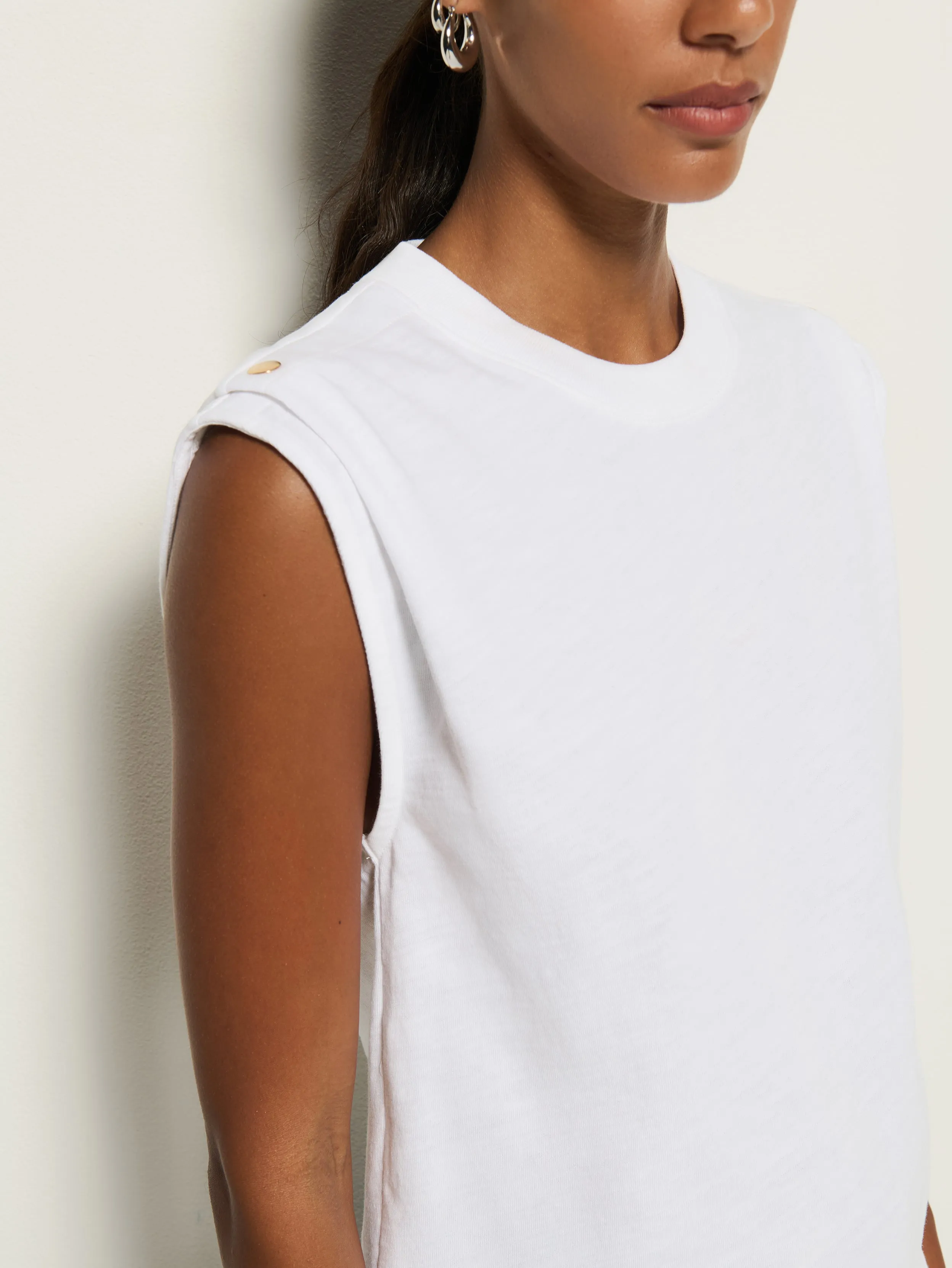 Comfy Casual Wear Ribbed collar Marina Muscle Tee