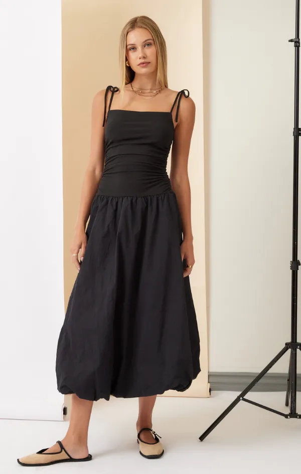 Smooth Layers Mix and Match Midi Puff Dress