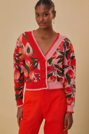 Effortless Look Non Irritating Mixed Papaya Knit Cardigan