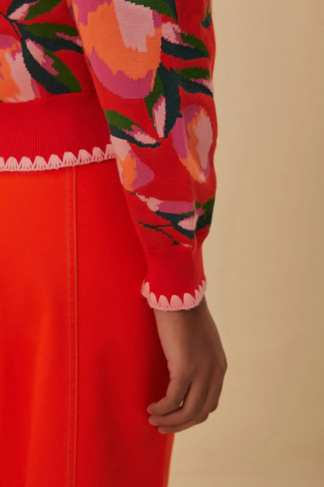 Mixed Papaya Knit Cardigan Adjustable Cuff Daily Comfort