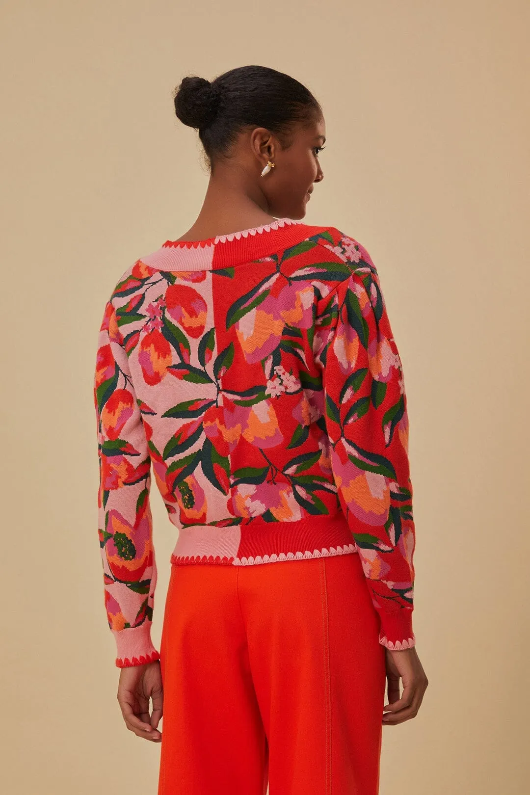 Simple Silhouette Under Cover Mixed Papaya Knit Cardigan