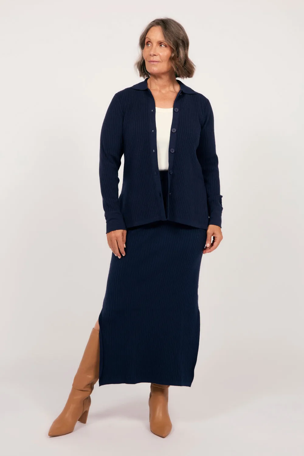 Performance Fashion Knitted Skirt in Navy