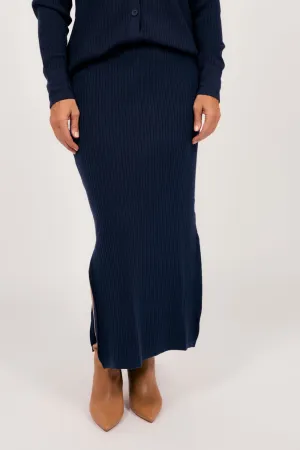Style Moment Refined Mood Knitted Skirt in Navy
