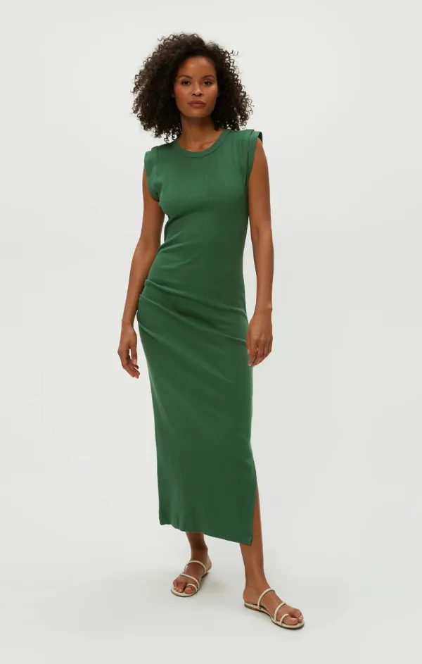 Calliope Power Shoulder Maxi Dress Peplum-Style