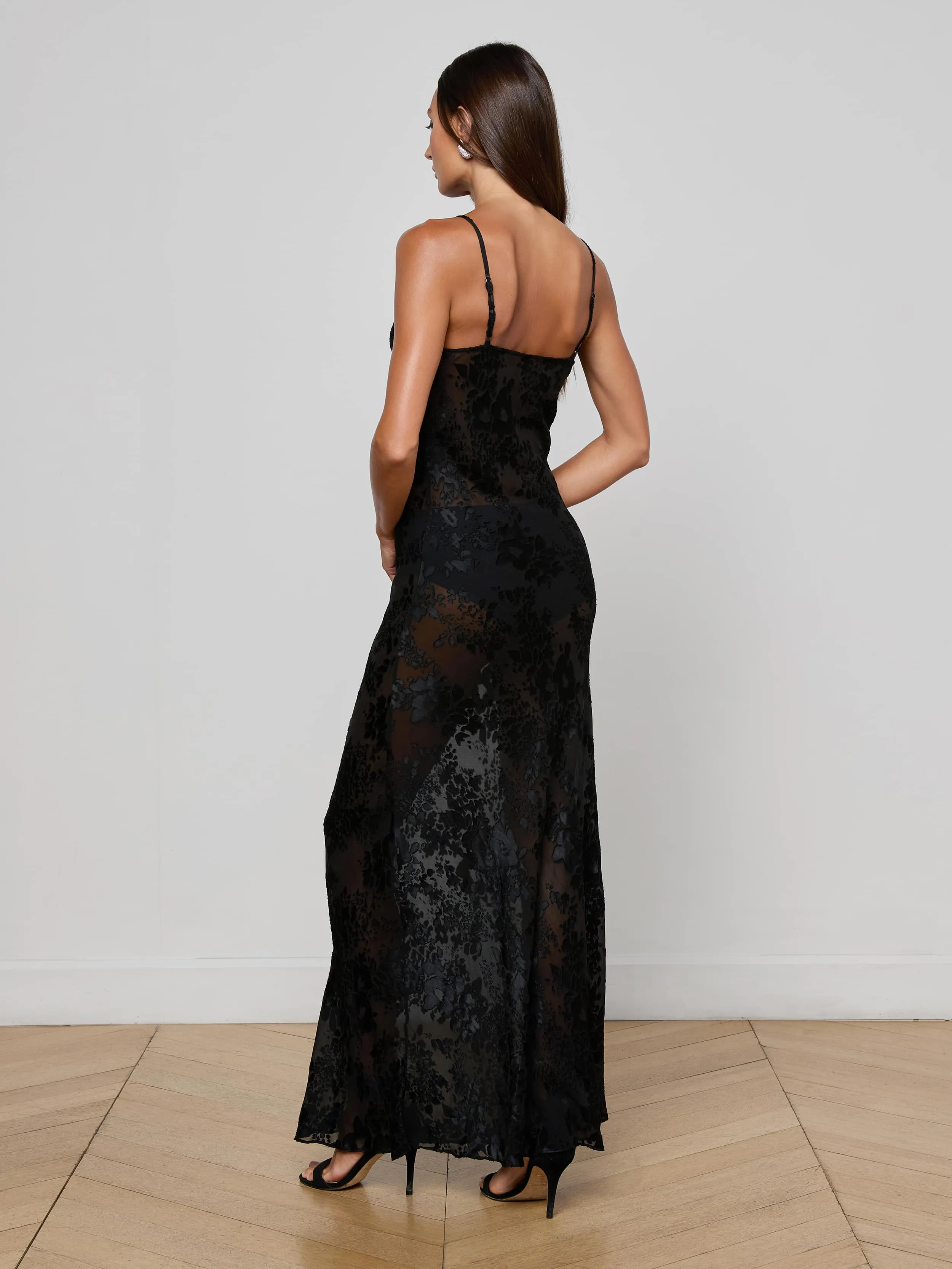 Christine Burnout Satin Dress Cap-Sleeve Timeless Appeal